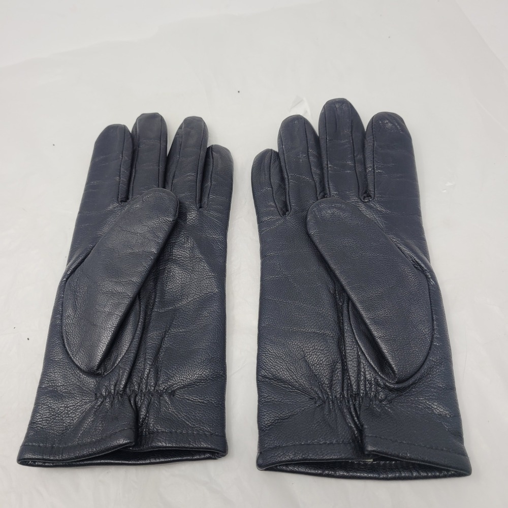 Vtg Fownes Womens Black Genuine Leather Winter Gloves Fleece Lined Sz L Driving